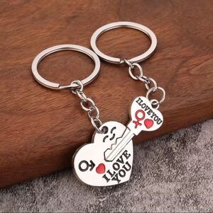 Silver Plated Lovers Gift Couple My Heart Keychain Fashion Key Ring Key Fob